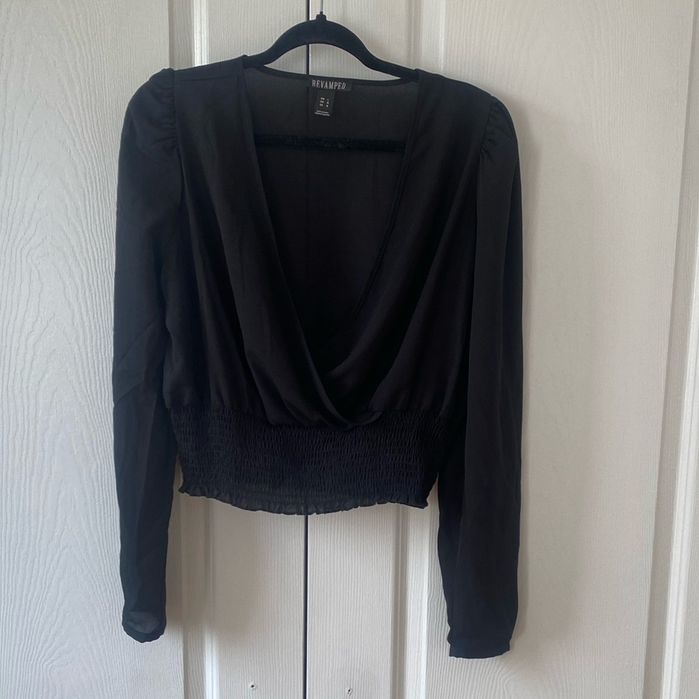 Cropped Sheer Long Sleeve Top